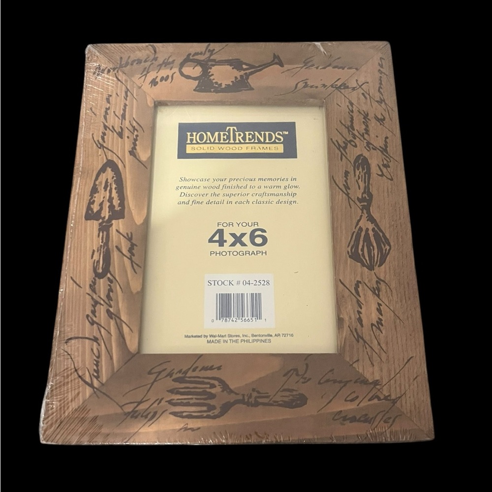NWT Solid Wood Frame Gardening Theme 4x6 Freestanding Photo Frame HomeTrends